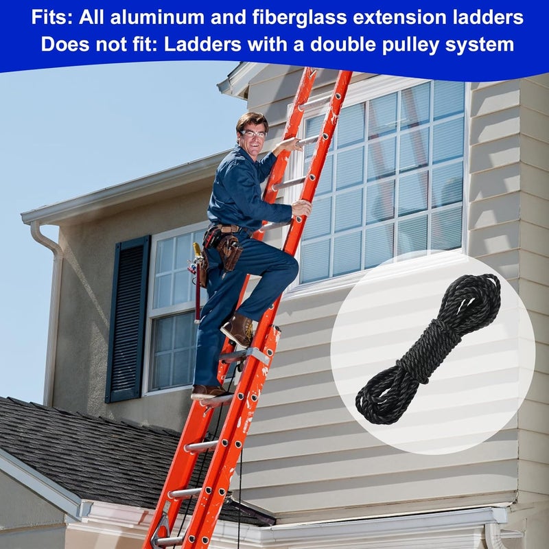 Yobfo Extension Ladder Rope,Raplace for Werner AC30-2 All Extension Ladders Up to 40 Foot with Single Pulley,Parts #6316509,2-Pack - Image 5